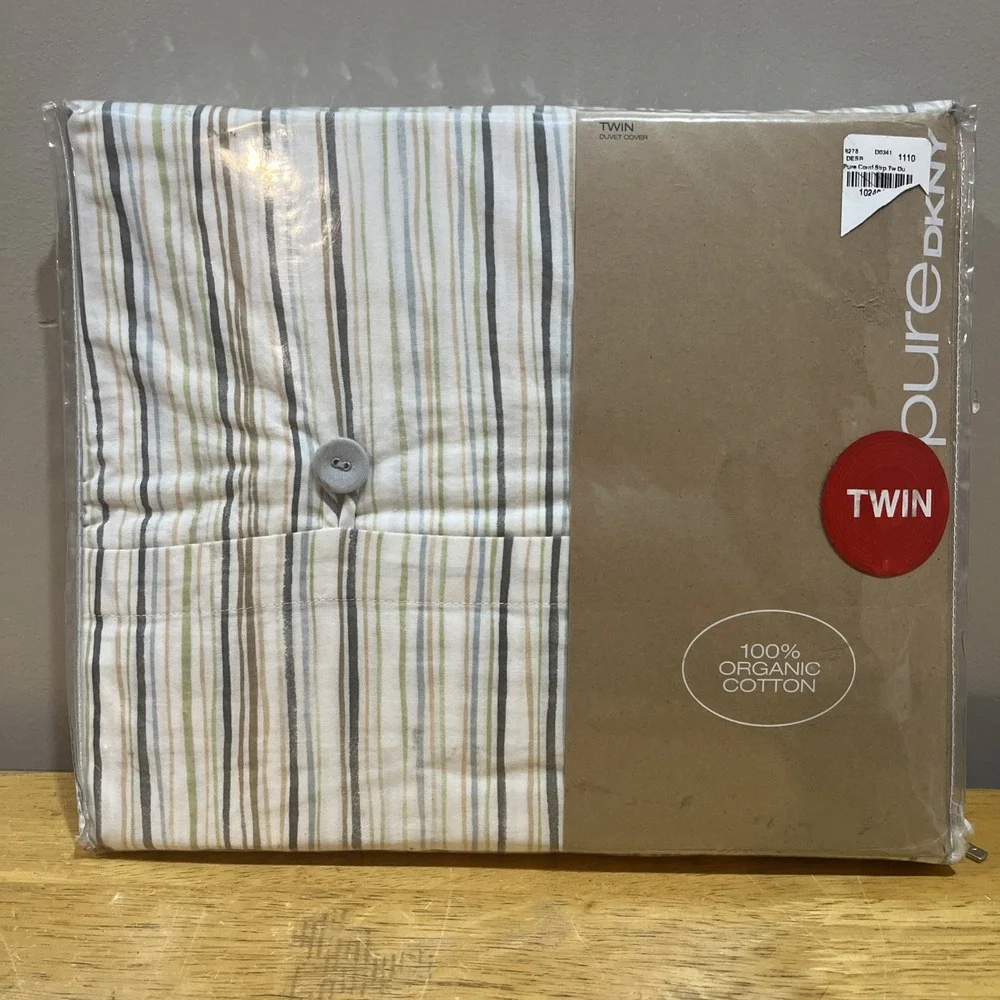 DKNY Duvet Cover Twin Striped 100% Organic Cotton Pure‎ Comfort Stripe Shell